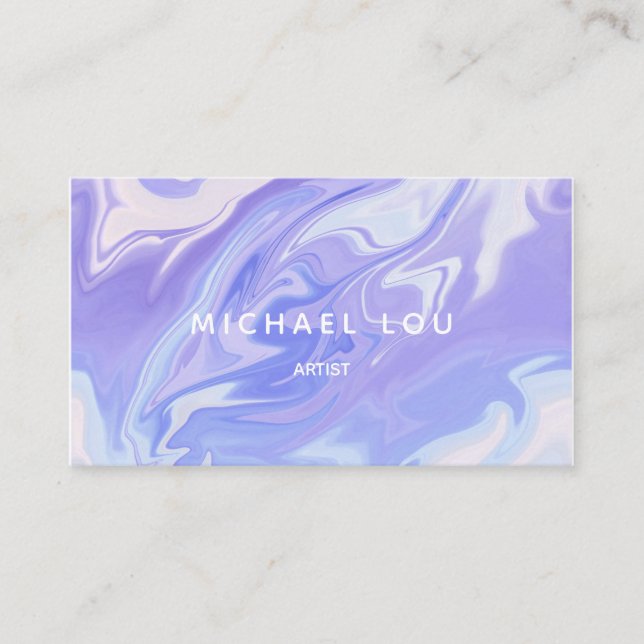 Marble Blue Lavander Luxury Iridescent Business Card (Front)