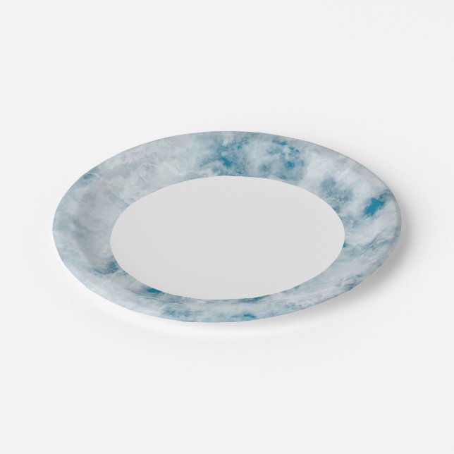 Marble Blue Texture Background Paper Plate (Angled)