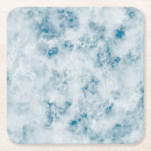 Marble Blue Texture Background Square Paper Coaster