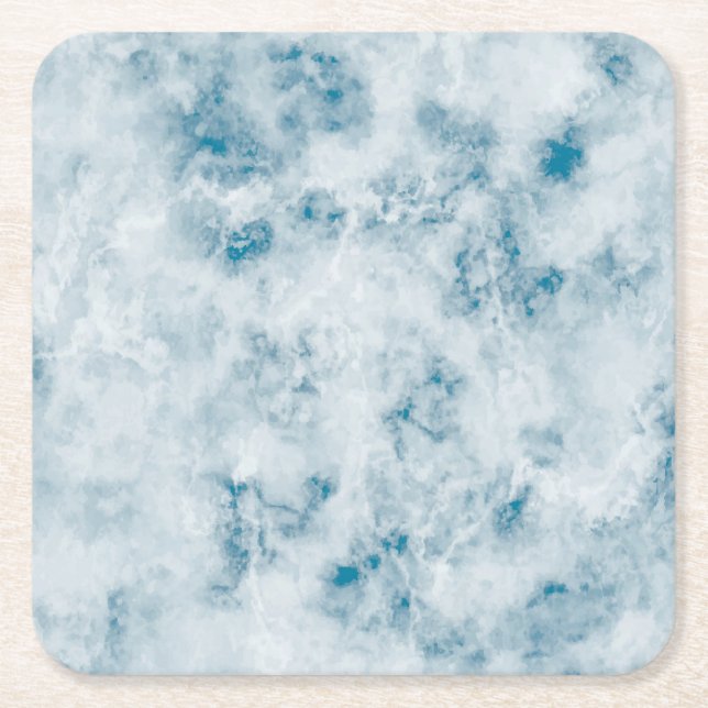Marble Blue Texture Background Square Paper Coaster (Front)