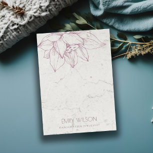 MARBLE BLUSH PINK LOTUS SIMPLE EARRING DISPLAY BUSINESS CARD