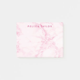 Marble blush pink name monogram post-it notes