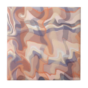 Marble boho tartan swirl orange terracotta purple ceramic tile