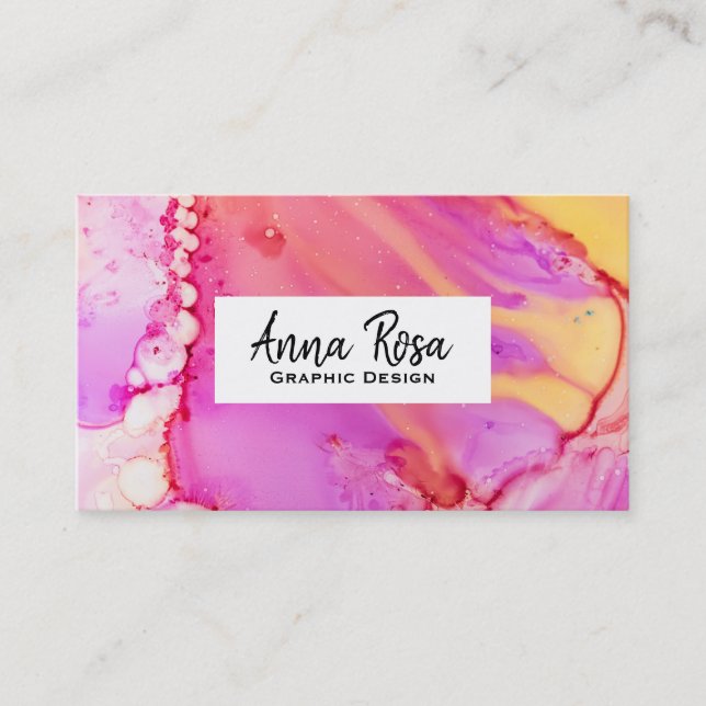 *~* Marble Bold Abstract Organic Flow Watercolor Business Card (Front)