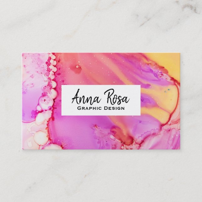 *~* Marble Bold Abstract Organic Watercolor Business Card (Front)