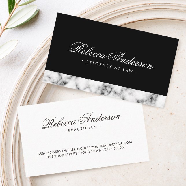 Marble border calligraphy script elegant black business card (Marble border calligraphy script elegant black business card)