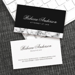 Marble border calligraphy script elegant black business card