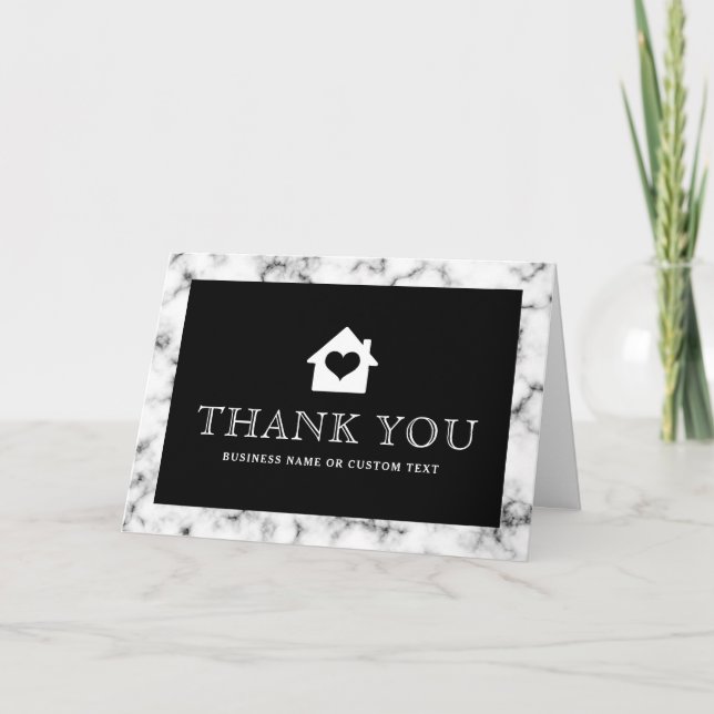 Marble border realtor real estate thank you card (Front)
