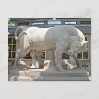 Marble Bull on a high pedestal postcard