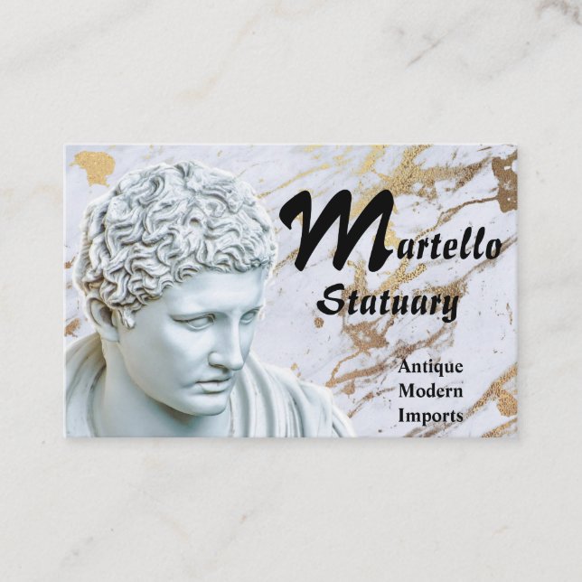 Marble Bust on Marble and Gold Background Business Card (Front)