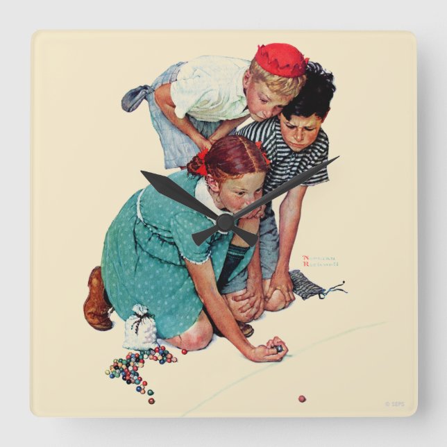 Marble Champion Square Wall Clock (Front)