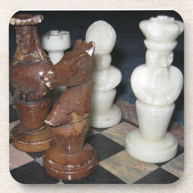 Marble Chess Pieces Coaster (Front)