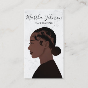 Marble Chic Afro American Braids Braiding QR Code Business Card