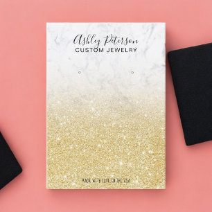 Marble chic gold glitter jewellery earring display business card