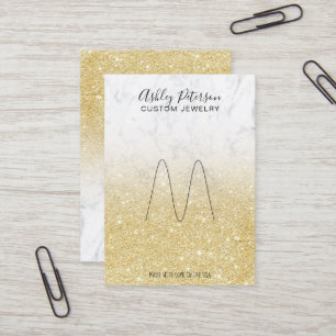 Marble chic gold glitter jewellery ring display business card