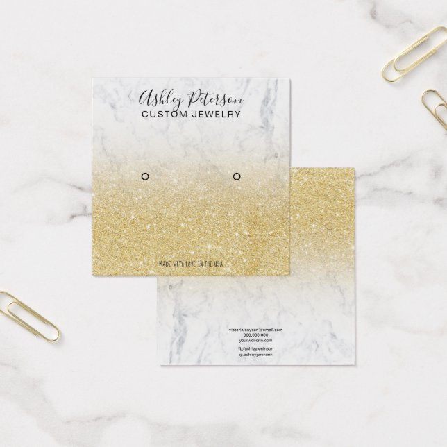 Marble chic gold glitter stud earring display (Office)