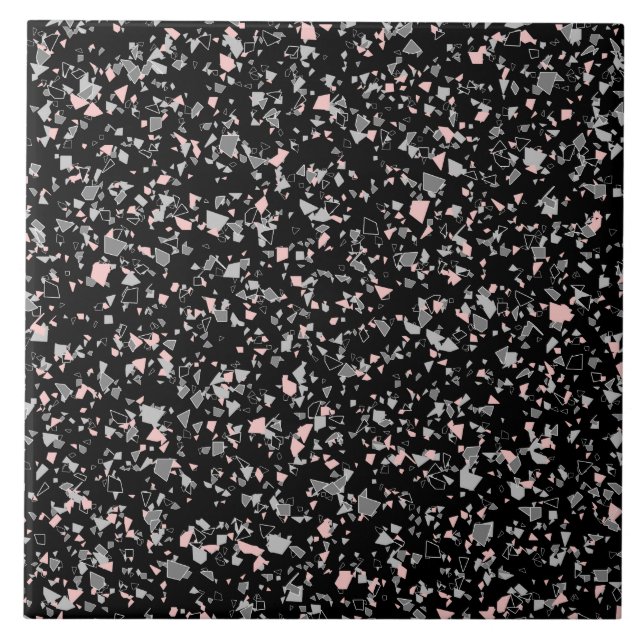 Marble chips stone shapes pieces abstract textured ceramic tile (Front)