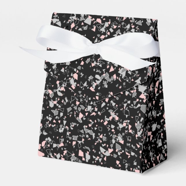 Marble chips stone shapes pieces abstract textured favour box (Front Side)