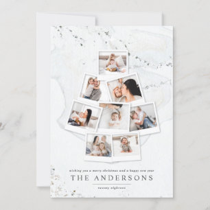 Marble Christmas tree multi photo holiday Card