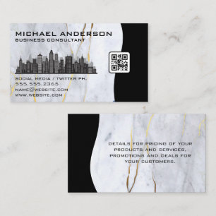 Marble   City Skyline   QR Code Business Card