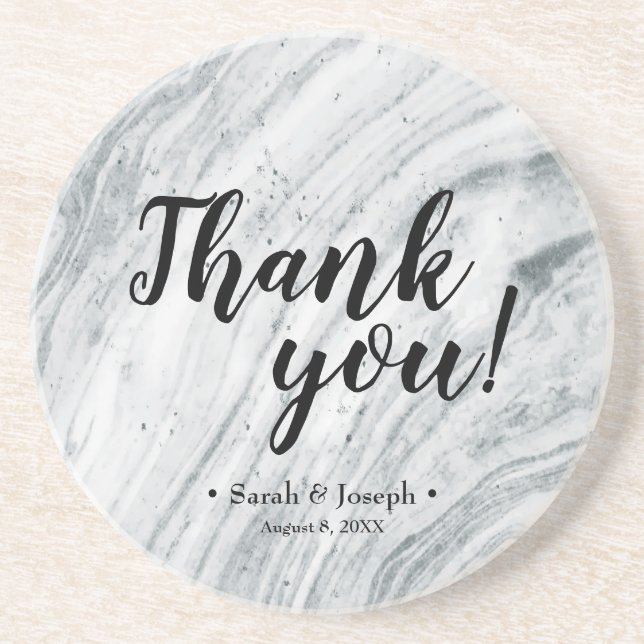 Marble classic Wedding Thank You Favour Coaster (Front)