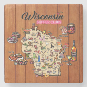 Marble Coaster - Wisconsin Supper Club Map