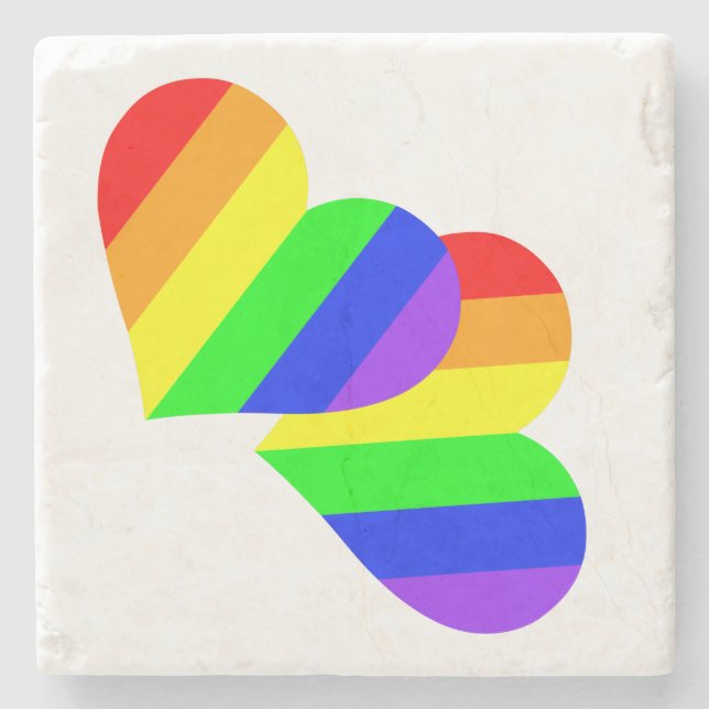 Marble Coaster with rainbow heart (Front)