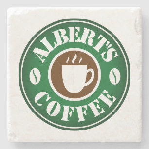 Marble coasters with custom coffee bean logo