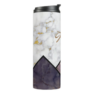 Marble Colour Block Black and White Mountain Range Thermal Tumbler