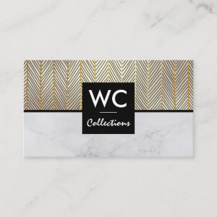 Marble Colour Block   Gold Lines Business Card