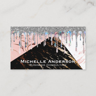 Marble Colour Blocks Glitter Shimmer Drip Business Card