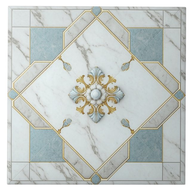 Marble Colour Ceramic Tile with Rose Window Mosaic (Front)