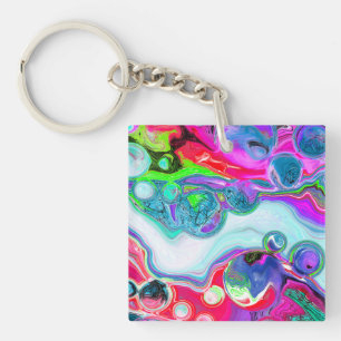 Marble Colourful Fluid Art    Key Ring