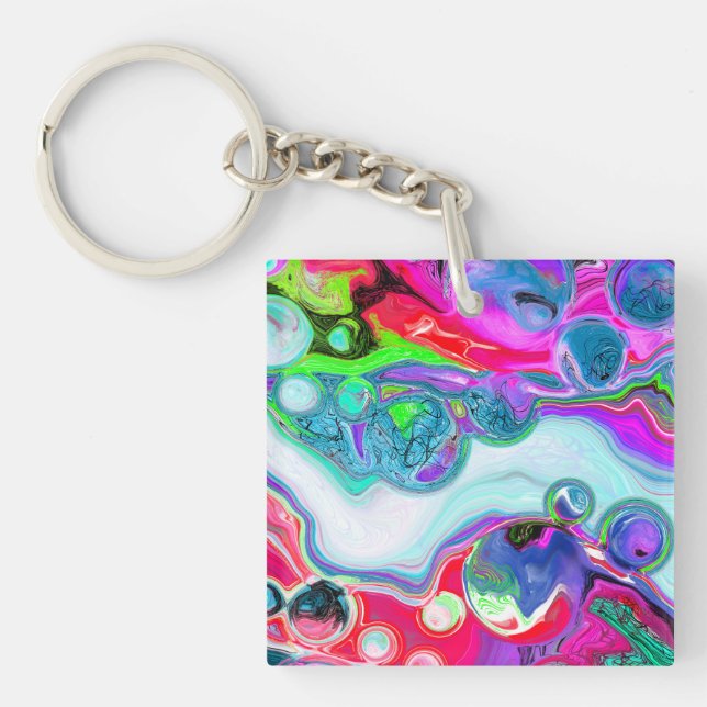 Marble Colourful Fluid Art    Key Ring (Front)