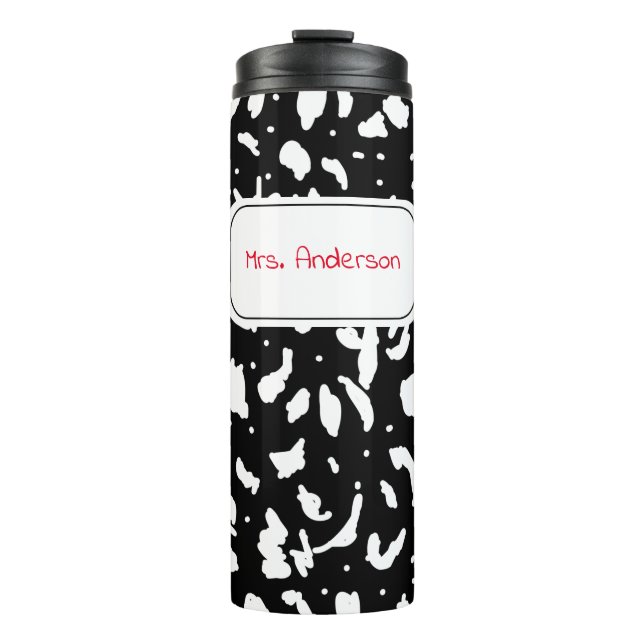 Marble Composition Notebook Personalised Thermal Tumbler (Front)
