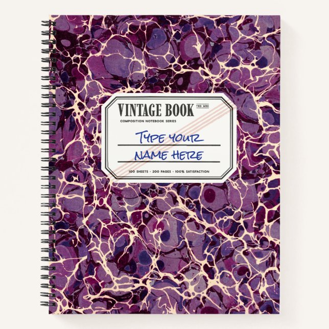 Marble Composition Notebook Purple Custom Label (Front)