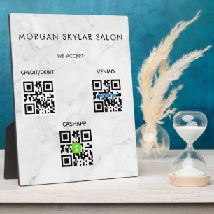 Marble Contactless QR Code Scan to Pay Sign Plaque
