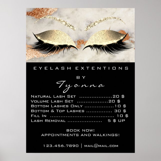 Marble Copper Grey Makeup  Eyes Lashes Prices Poster (Front)