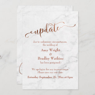 Marble Copper Postponed Wedding "Update" Invitation
