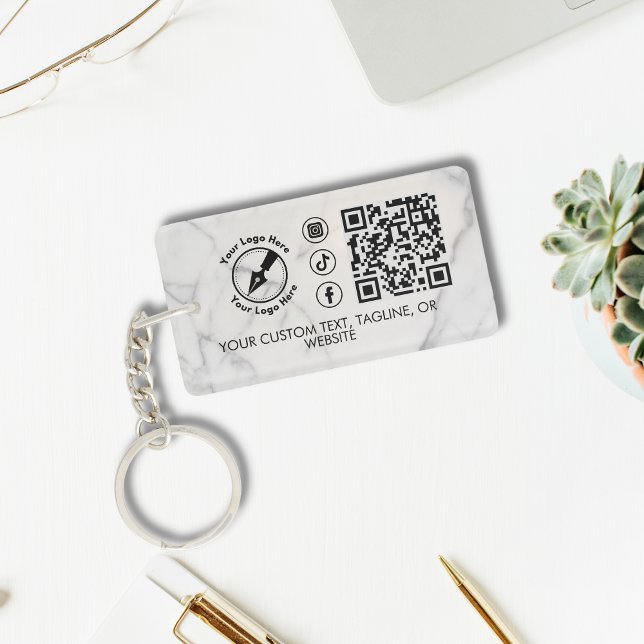 Marble Custom Logo QR Social Marketing Notary  Key Ring (Creator Uploaded)