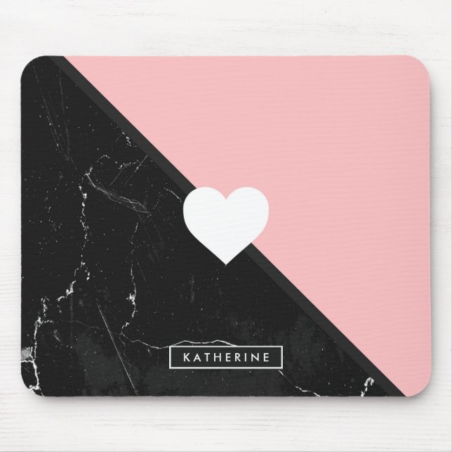 Marble & Cute Heart Mouse Pad (Front)