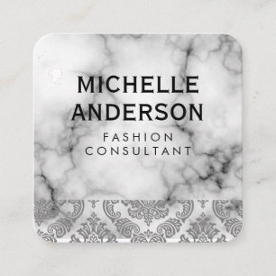 Marble Damask Pattern Square Business Card