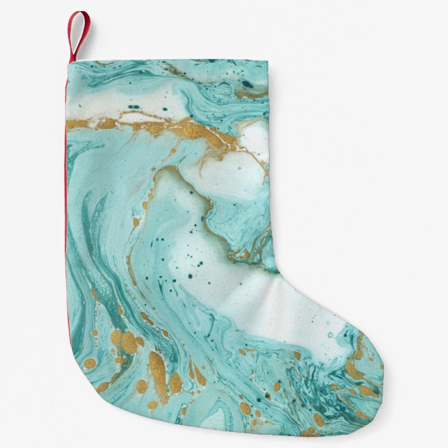 Marble decorative texture, artistic abstract paint small christmas stocking (Front)