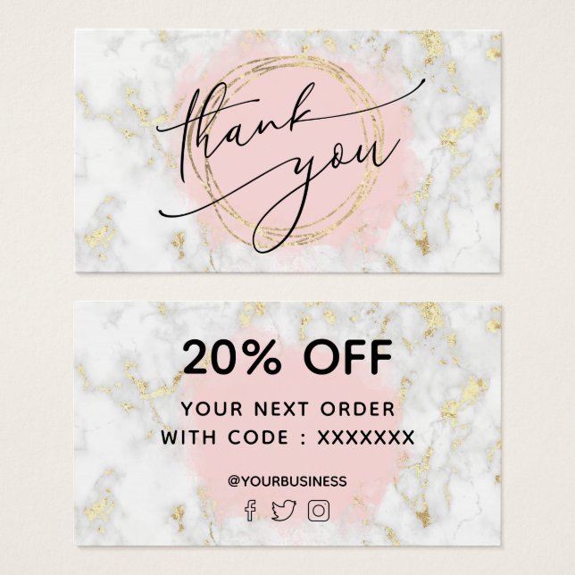  marble design thank you card (Front & Back)