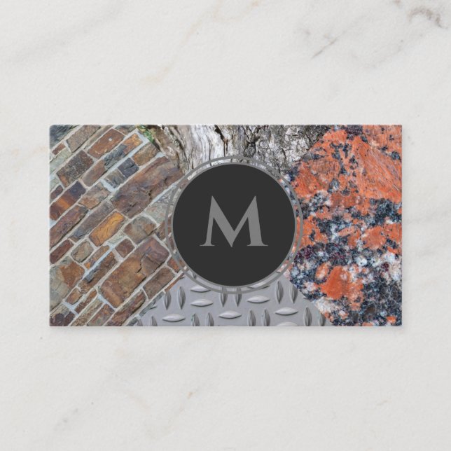 Marble diamond plate ancient wall organic wood business card (Front)