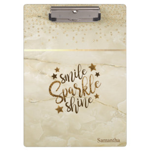 Marble, Diamonds,Smile Sparkle Shine -Personalised Clipboard