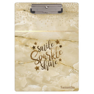 Marble, Diamonds,Smile Sparkle Shine -Personalised Clipboard