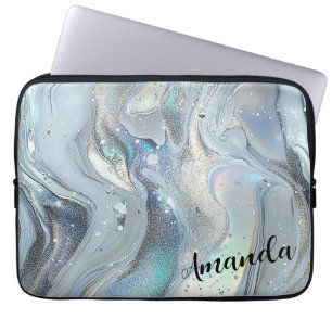 Marble Dreams in Blue Laptop Sleeve