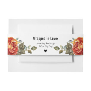 Marble Dreams: Orange Rose Elegance Collection Invitation Belly Band