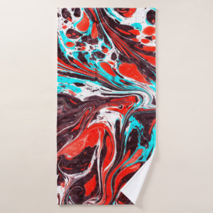 marble ebru colourful acrylic pouring pattern back bath towel